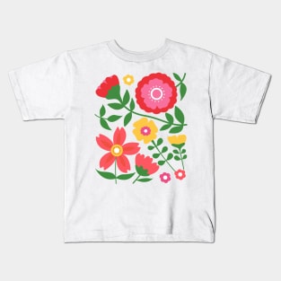 Colorful flowers floral design spring summer design Kids T-Shirt